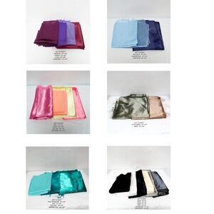 New group of various polyester satin fabric cuts - 23 pieces total